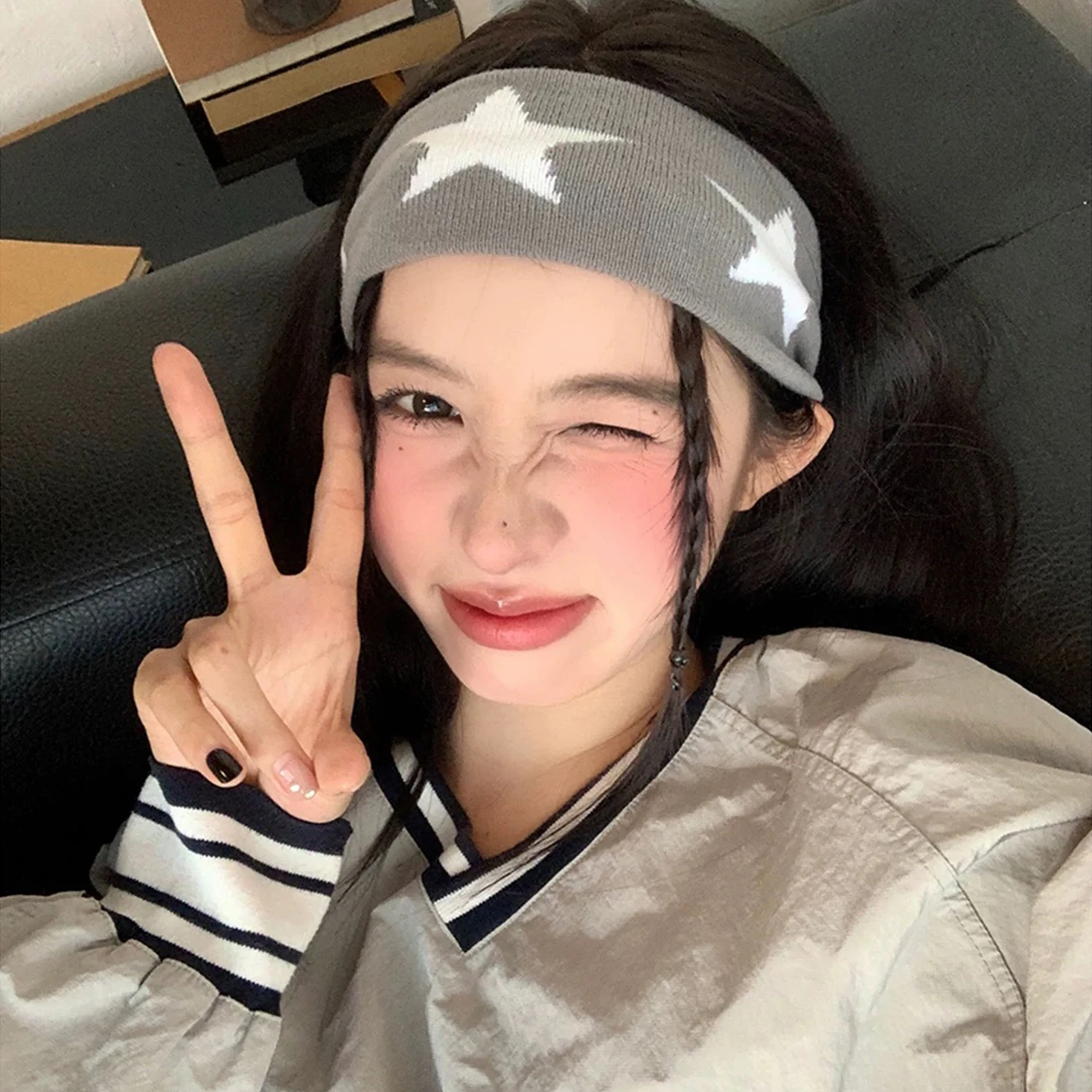 Bandana Blank White - Star Embroidery Sports Headband for Running