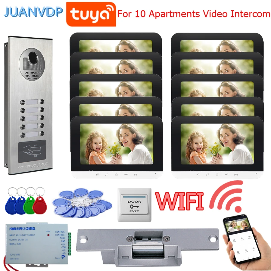 8/10/12 Lines Video Intercom Tuya House Video Door Phone for Apartment 7\