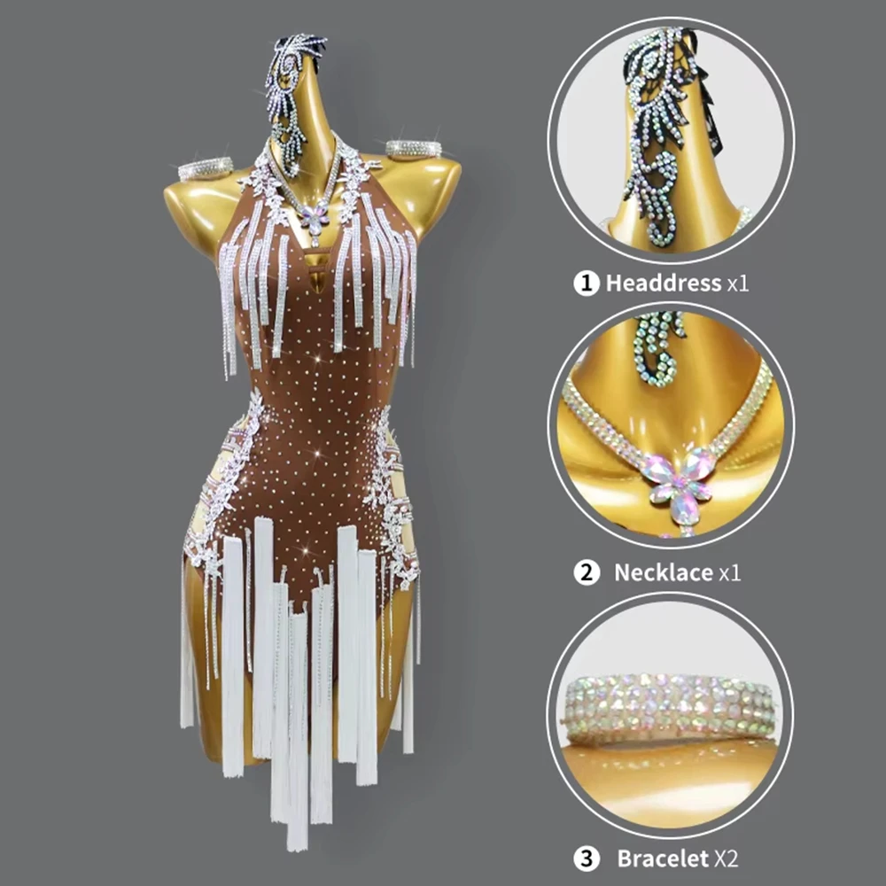 2025New Latin Dance Costume Women Party Dress Stage Outfit Prom Dancewear Girl Skirt New Sport Evening Sexy Clothes Line Suit