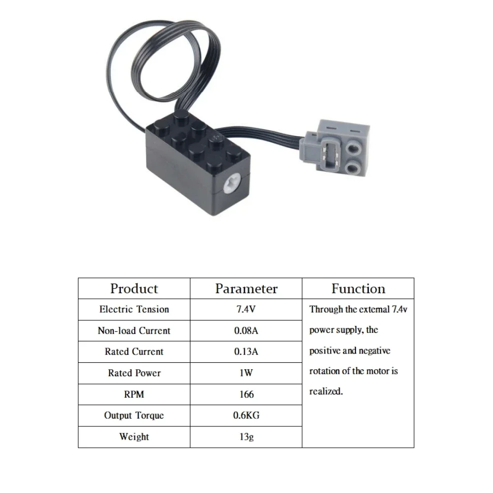 Funciones de potencia del motor de accionamiento MOC S, juguete de motor de torsión de velocidad lenta Compatible con el paquete de energía del motor Legoeds