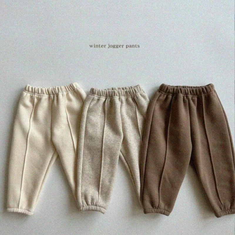 Autumn Children Boys Girls Casual Warm Fleece Pants Kids Trousers