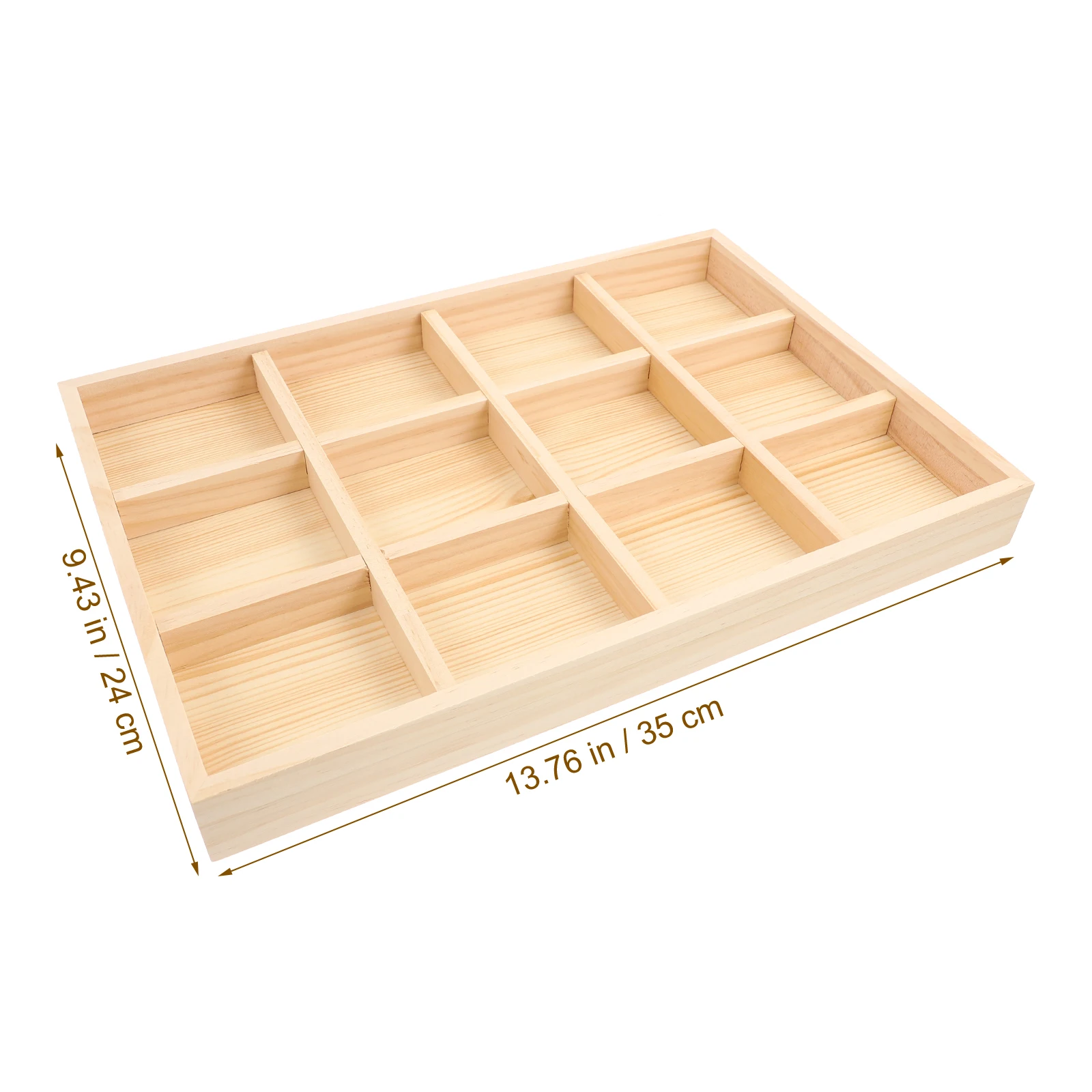 12 Grid Wood Jewelry Tray Vintage Wooden Storage Divider Trinket Storage Dish Drawer Desk Display Showcase Crafts Holder