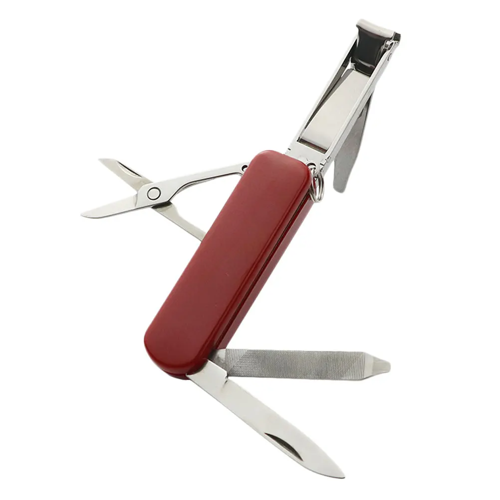 

Multi-Function Stainless Steel Nail Clippers Red Portable Manicure Set Durable Ergonomic Design for Daily Life