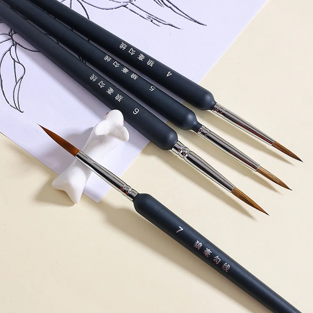 

10 Pcs Brush Set Fine Tip Small Paint Brushes Nail Detail Miniature Wooden Professional
