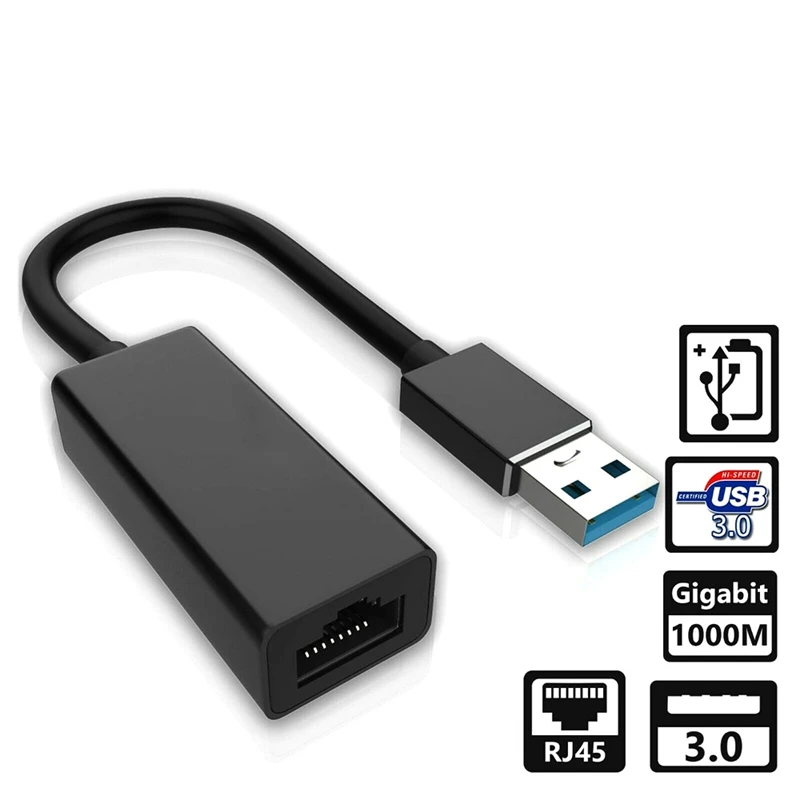 Adaptador de red USB 3.0 Gigabit Ethernet LAN RJ45 1000Mbps para Windows PC Mac