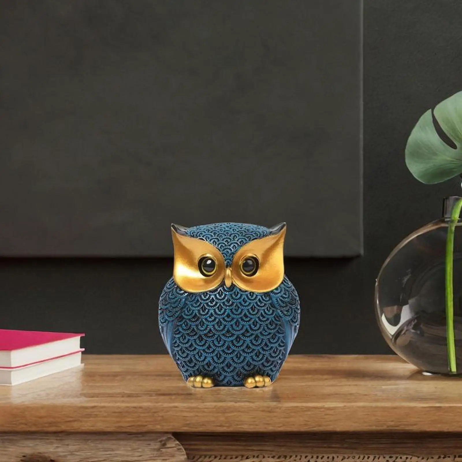 Blue Owl Statue Gift for Birds Lovers Ornament Modern Accents Animal Figurine for Office Bedroom Table Desk Bookshelf Decoration view 3