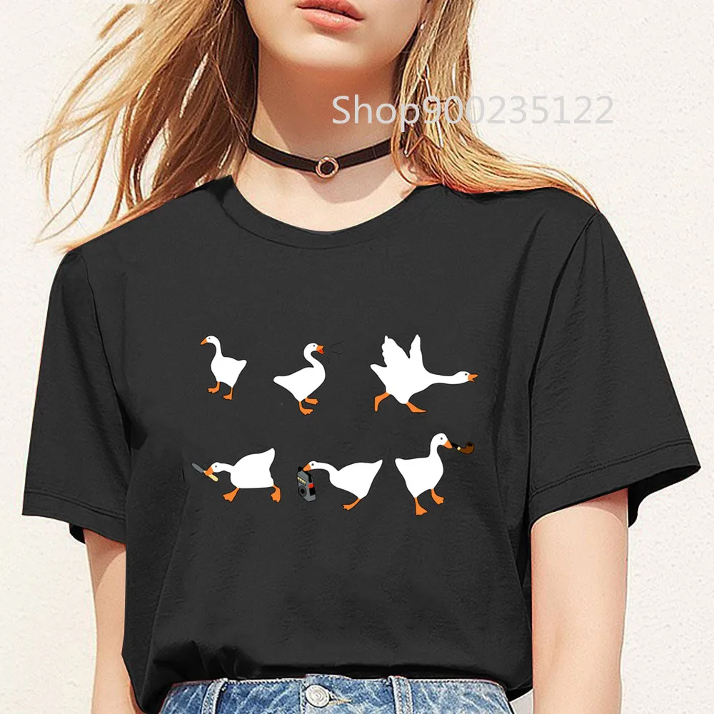 Goose Game T Shirt Fashion Women Aesthetic Cartoon Letter Print HONK Tshirts Unisex Funny Graphic Summer Tees Tops Clothes Korea