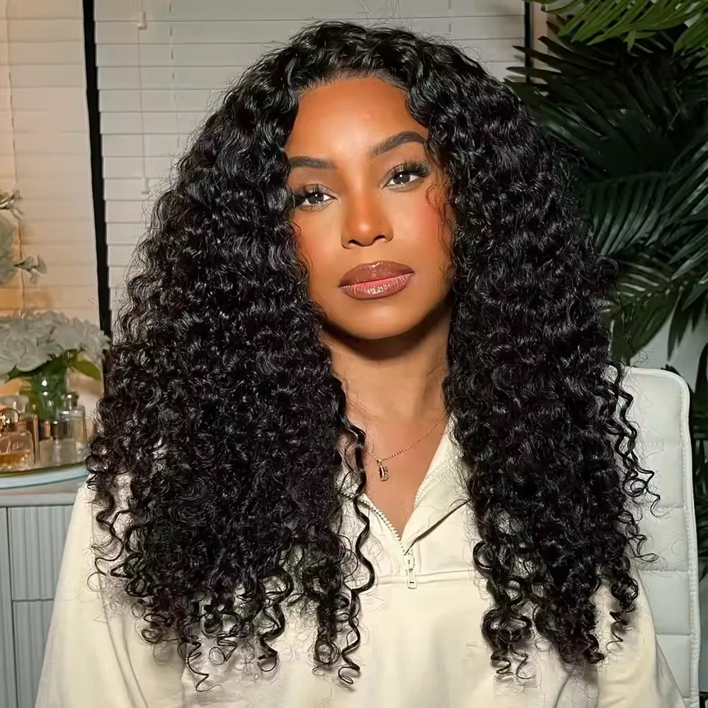 

16-дюймовый полупарик 3 в 1 со шнурком, бесшовные парики из натуральных волос, вьющийся парик с повязкой на голову, обновление для женщин, летние машинные парики, волосы