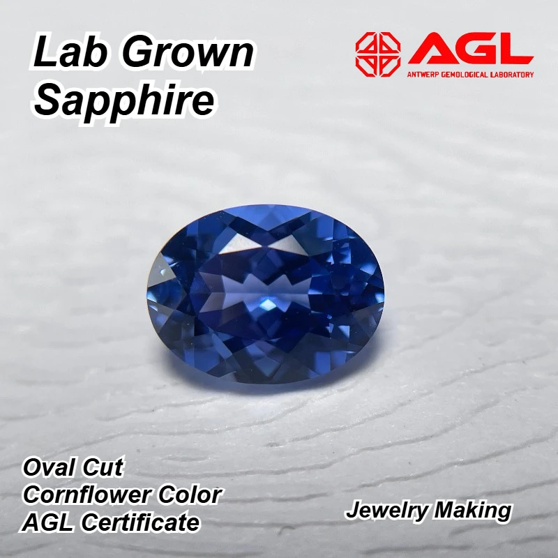 

Высокое качество, выращенный в лаборатории сапфир овальной огранки цвета васильчика для изготовления ювелирных изделий, ожерелья, кольца, материал на выбор, сертификат AGL