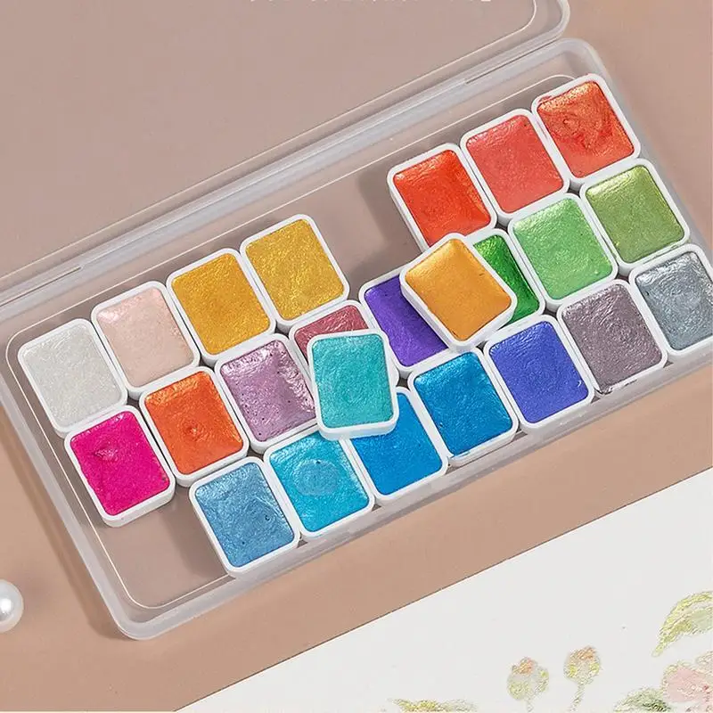 Pearlescent Watercolor Set Travel Art Kit For Painting Vibrant Glitter Colors Paint Professional Watercolor Set For Artists Long