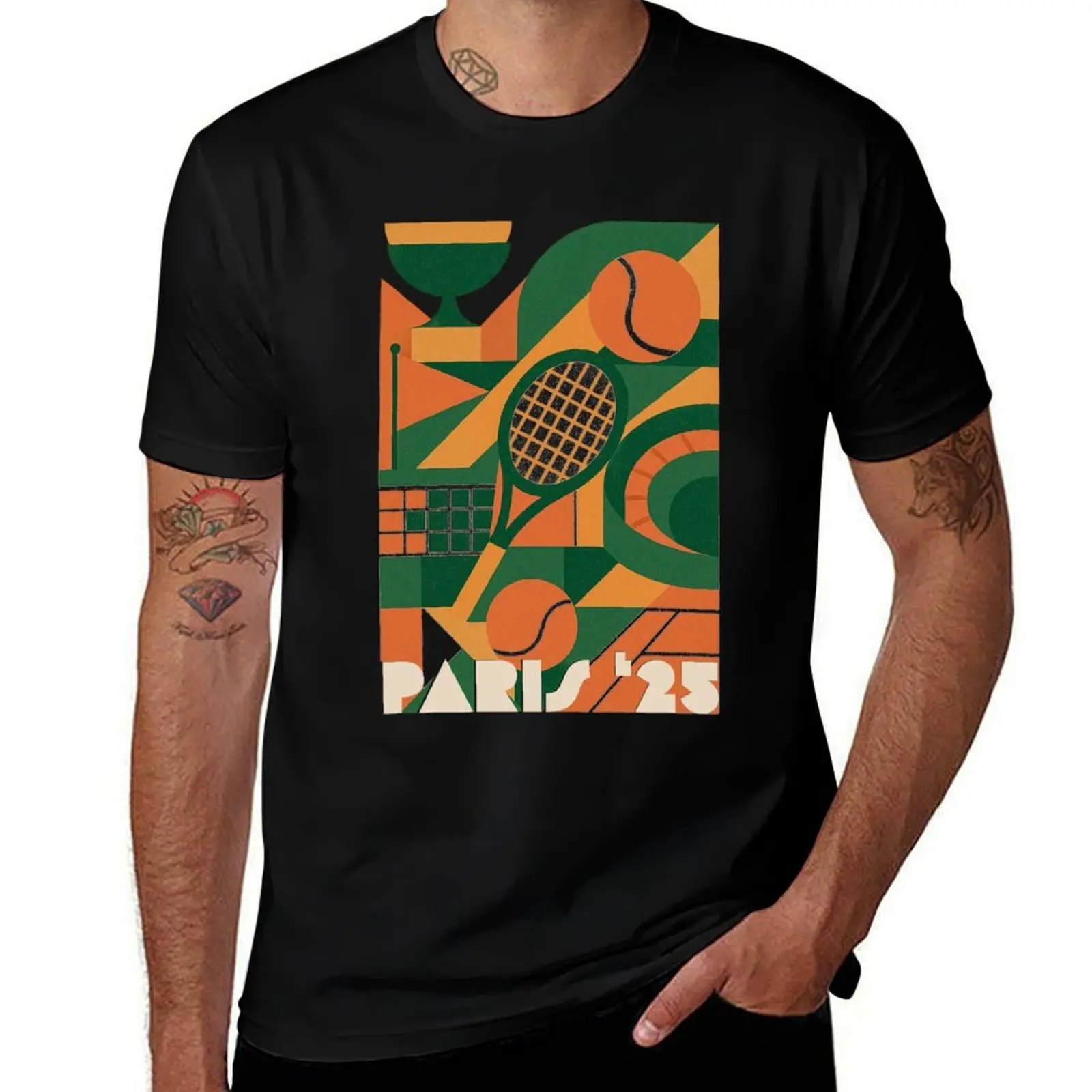 

Paris ’25 – Roland Garros Tribute Retro T-Shirt vintage anime shirt blanks funny costumes graphic t shirts cotton t shirt men