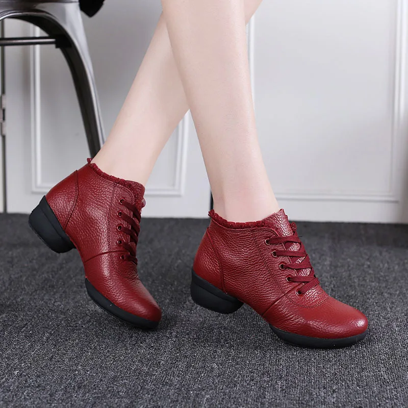 Dance Shoes Woman Genuine Leather Ladies Modern Soft Outsole Jazz Sneakers Breathable Female Dancing Fitness Sport Shoes