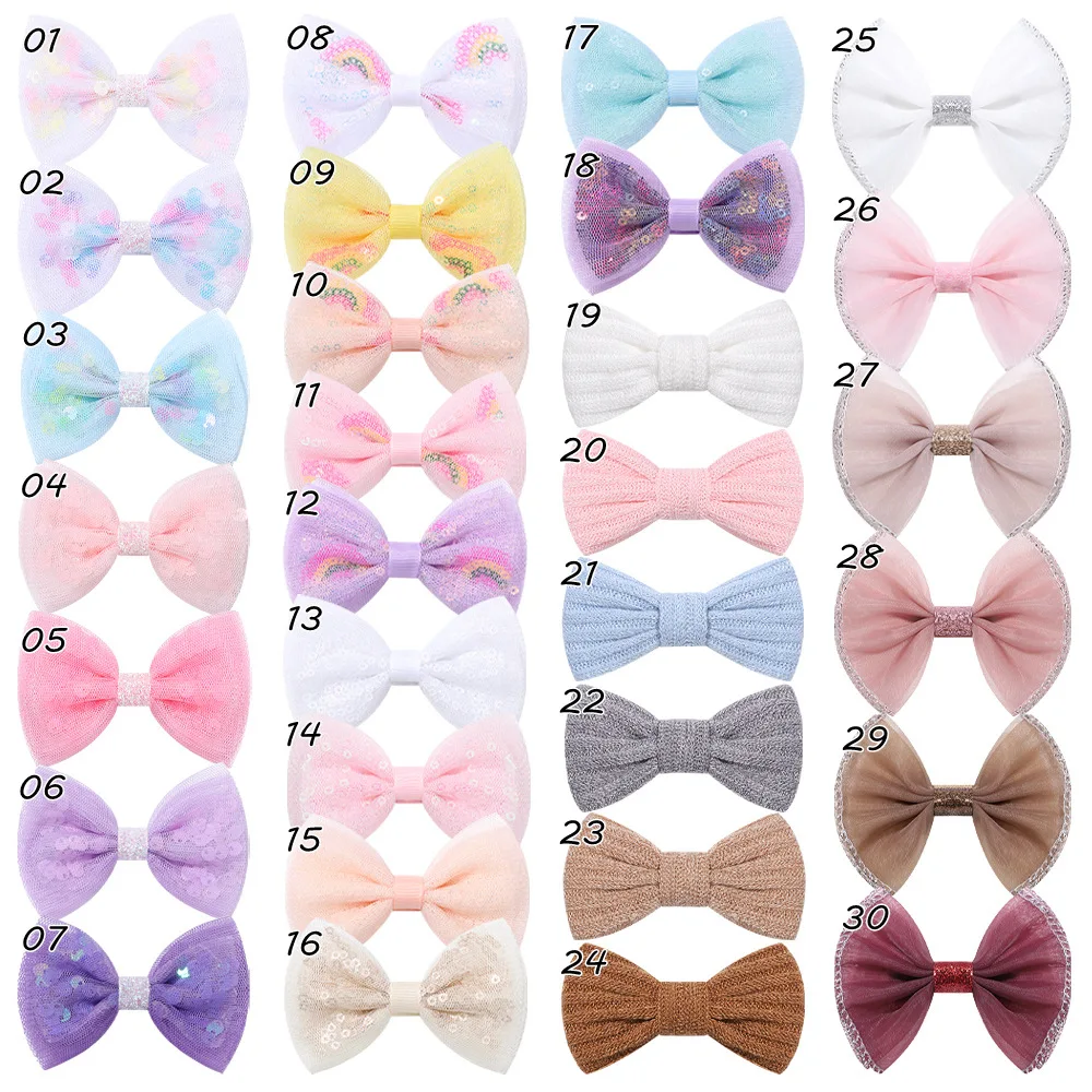 

Bulk 60pc/lot 3.5“ Lace Mesh bow Hair Clips Baby Girls Hair Accessories Kids sequin Quicksand Bowknot Hairpins Kids Barrettes