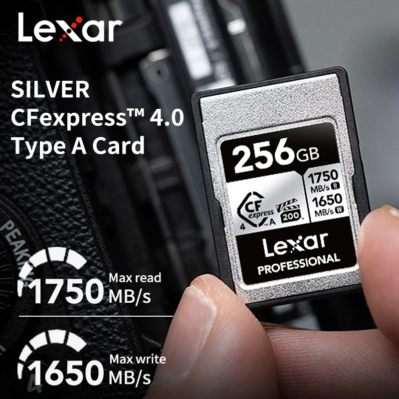 Lexar professionnel argent CFexpress 4.0 Type A carte 8K VPG200 IP68 256GB 512GB 1 to 2 to lecture 1750 mo/s écriture 1650 mo/s pour appareil photo
