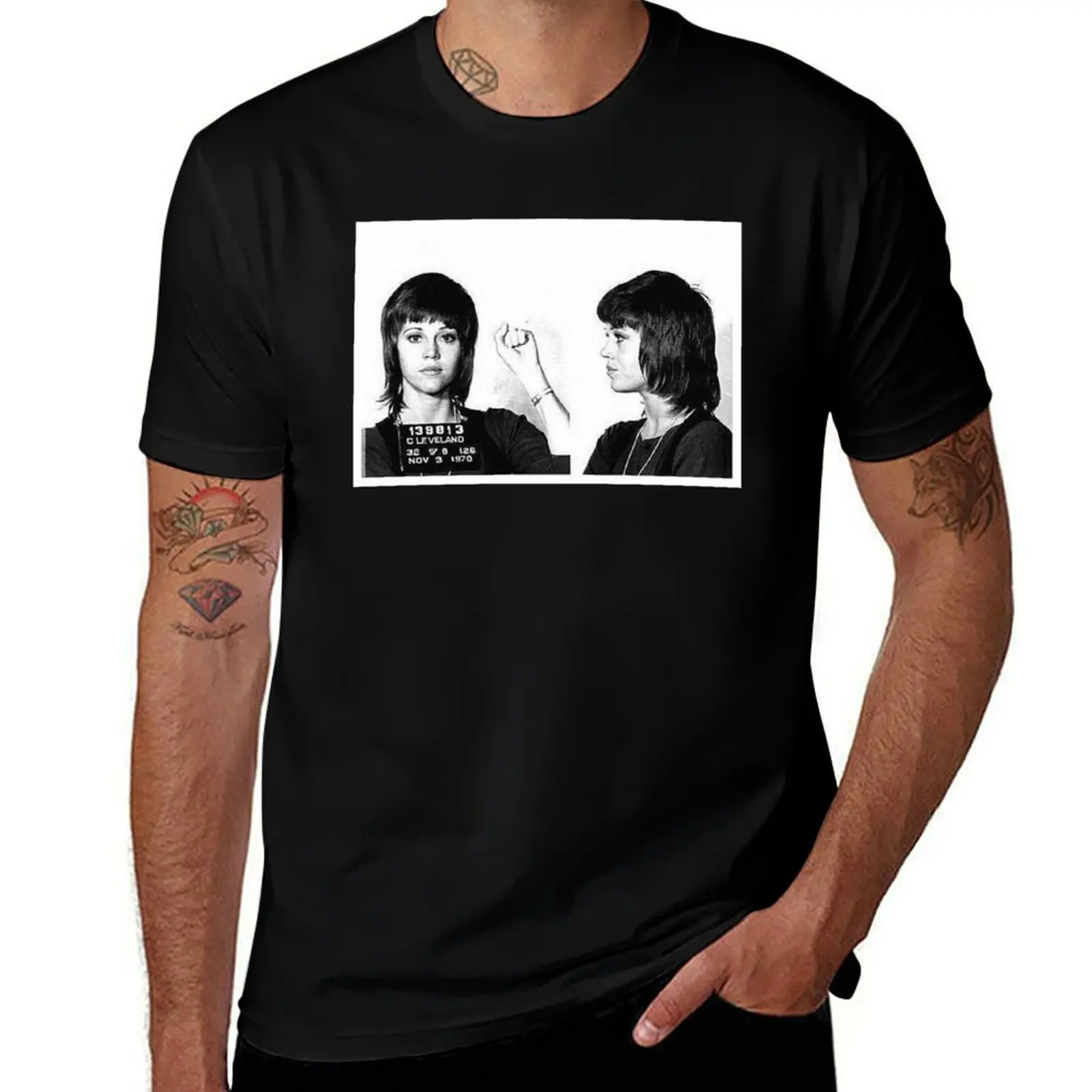 

Jane Fonda Mugshot T-Shirt black cotton t-shirt plain for man package men t shirt cotton 100% t shirt personalised T-Shirt