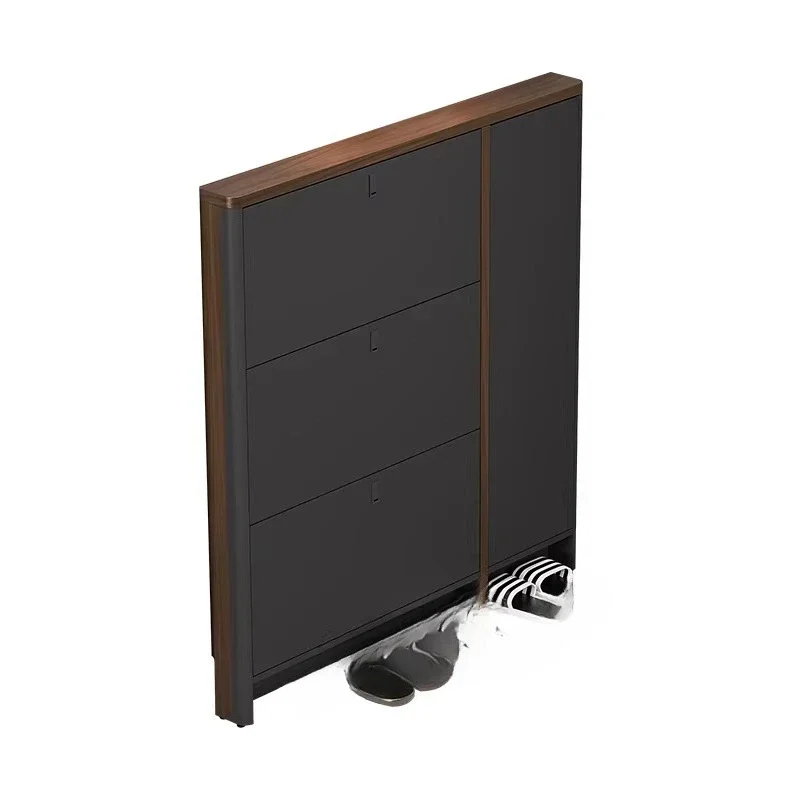 Shoe cabi net antique ultra-thin home door extremely narrow entra nce integrated wall flip bucket storage ca binet