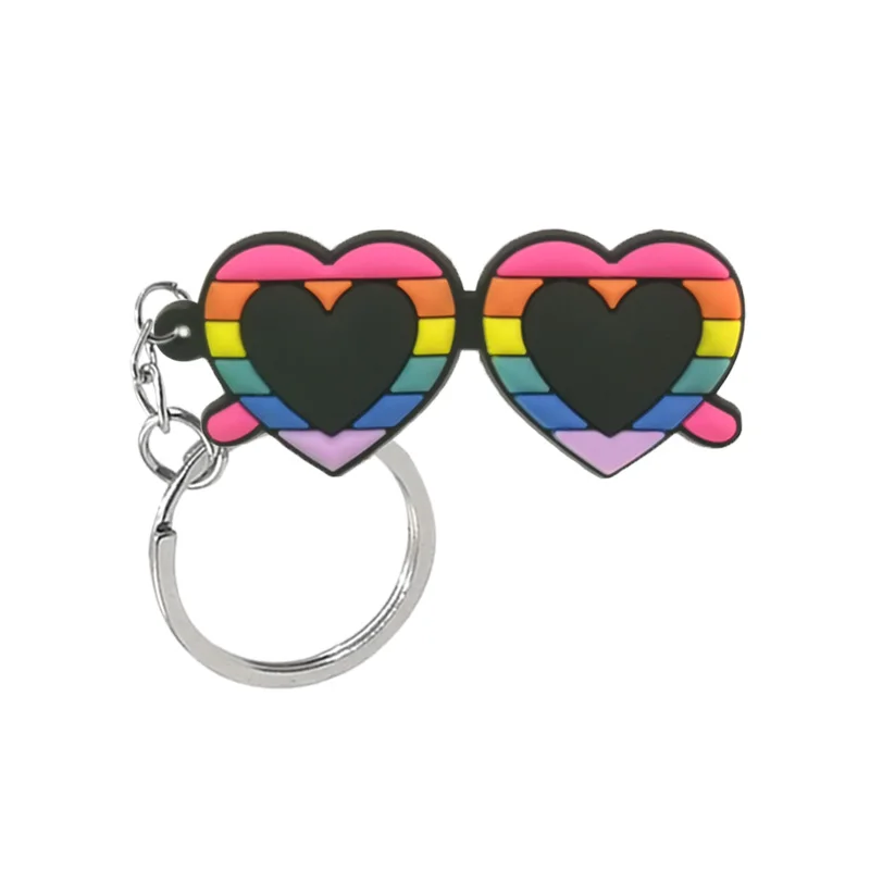 1/19PCS Cute Rainbow Clouds Keychain Rubik's Cube Sieve Key Ring Cactus GamePad Key Chain Backpacks Fittings for Women Kids