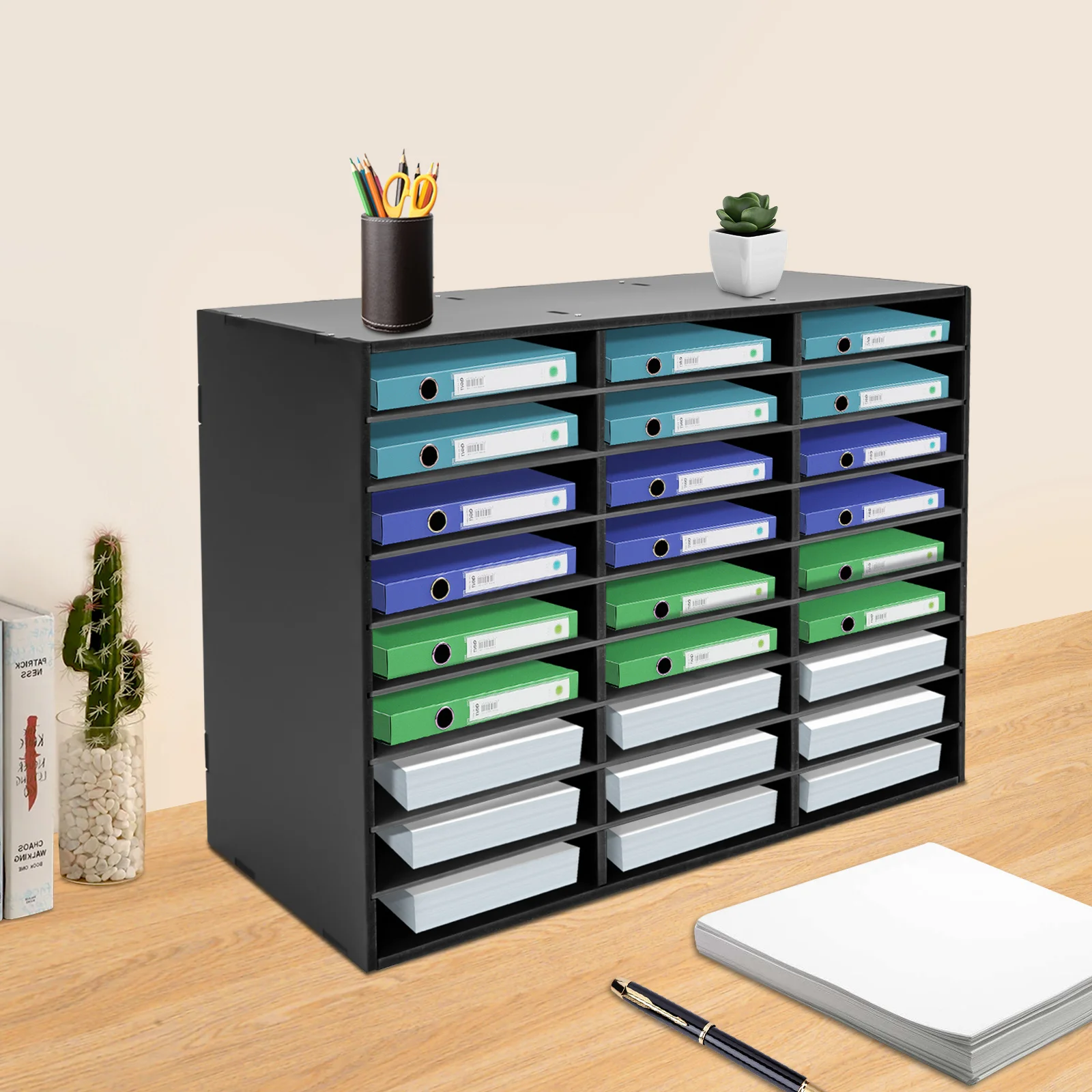 Literature Organizers Mail Organizer Countertop Wood Literature Organizer Student Mailbox for Classroom Paperwork Organizer PVC