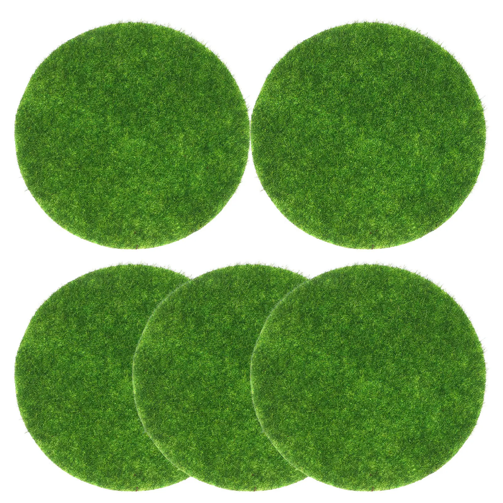 5Pcs Artificial Moss Realistic Round Decorative Grass Mat for Indoor Plants Succulent Bonsai Landscape Craft Fake Grass Patio