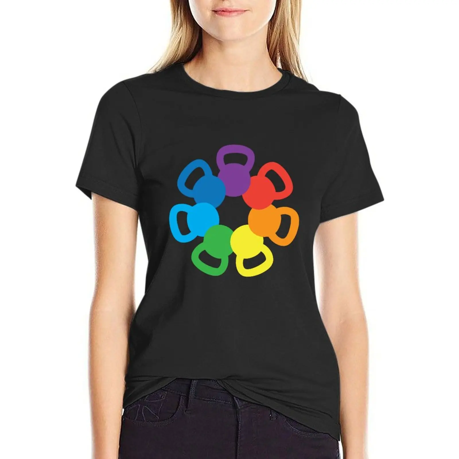 

Rainbow Kettlebell T-Shirt funny graphics shirts graphic tees Woman clothing