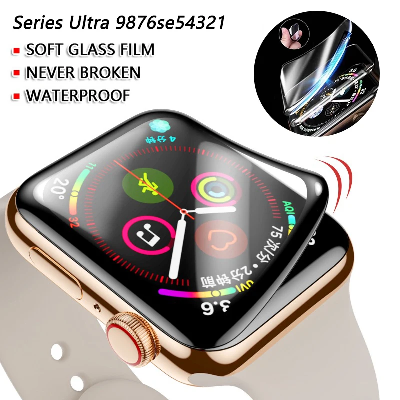 

9D Curved Soft Tempered Glass for Apple Watch Ultra 9 8 7 Screen Protector for iWatch Series 49mm 45mm 41mm 44mm 40mm 42mm 38mm