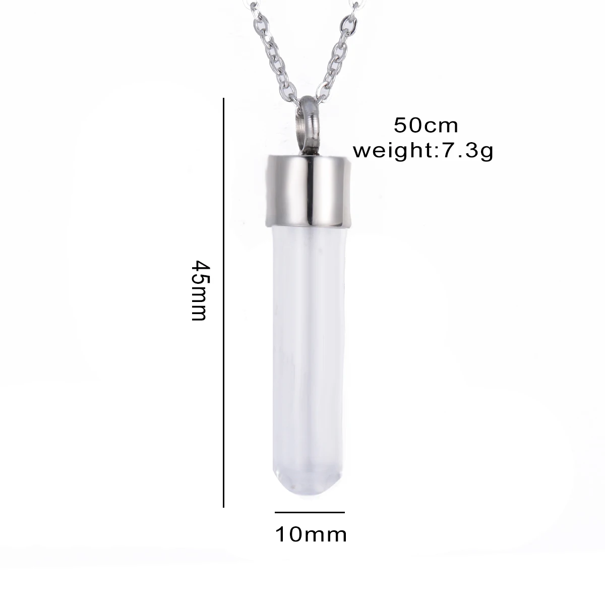 Clear Glass Tube Urn Keepsake Bottle Wishing Necklace Pendant Stainless Steel Screw Cap Vial Ashes Memorial Pendant Jewelry