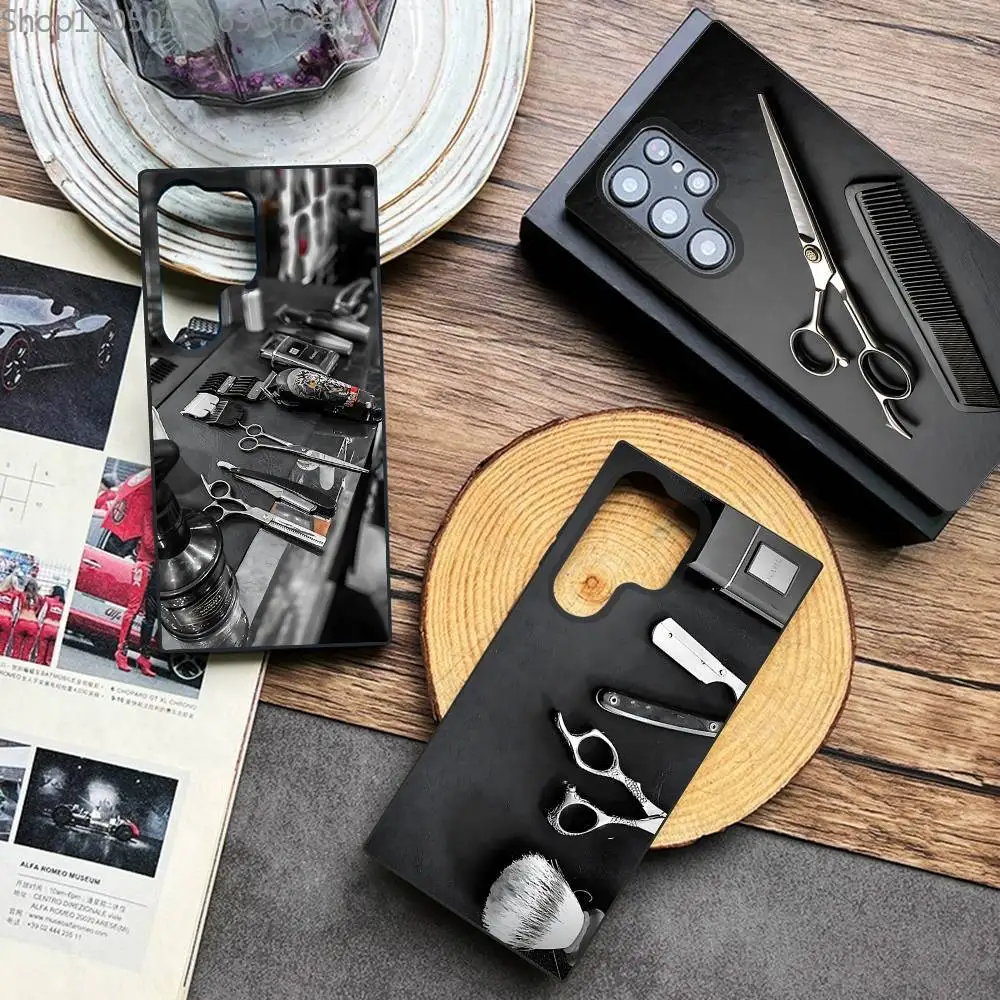

Barber Shop Hair Stylist tools Phone Case For Samsung Galaxy A 91,80,73,72,71,53,52,51,22,5G Shockproof Soft Black Cover