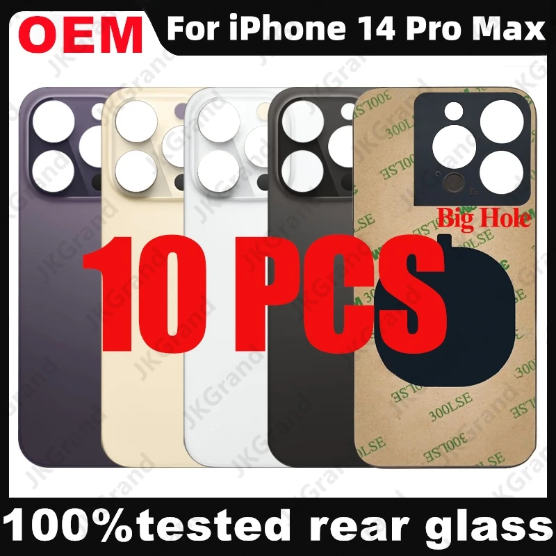 

10 Pcs For iPhone 14 Pro Max Back Glass Panel Battery Cover Replacement Parts optimal Big Hole Camera Rear Door Housing Beze