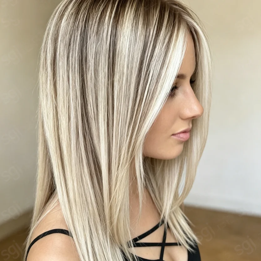 Women Soft HD Lace Natural Straight 24Inch Glueless Highlight Blond Front Wig Hair Pre Plucked Transparent Lace Heat  Resistant