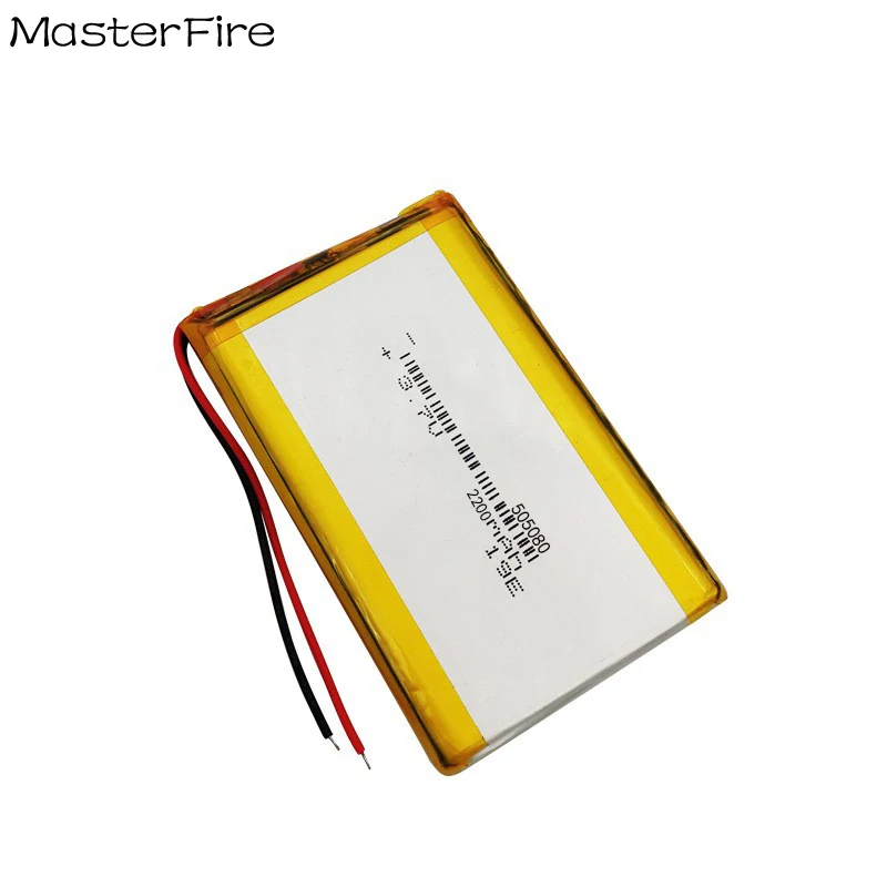 2pcs/lot 3.7V 2200mah Rechargeable Lithium Polymer Battery 505080 for GPS Power Bank Walkie-talkies Laptop Tablet E-book Cell