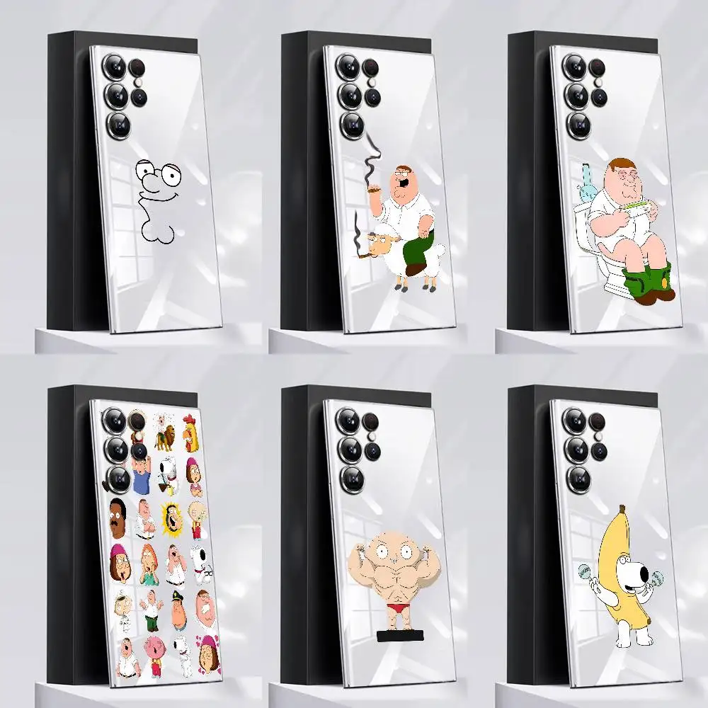 

F-Family Funny Guy Phone Case For Samsung S24,30,21,22,23,20 FE,lite,PIus,Ultra,5G,Note,9,10 Transparent Cover