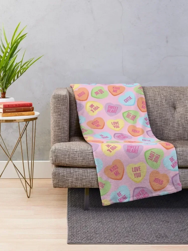 Conversation Hearts Throw Blanket Thermals For Travel Softest Soft Plush Plaid Blankets