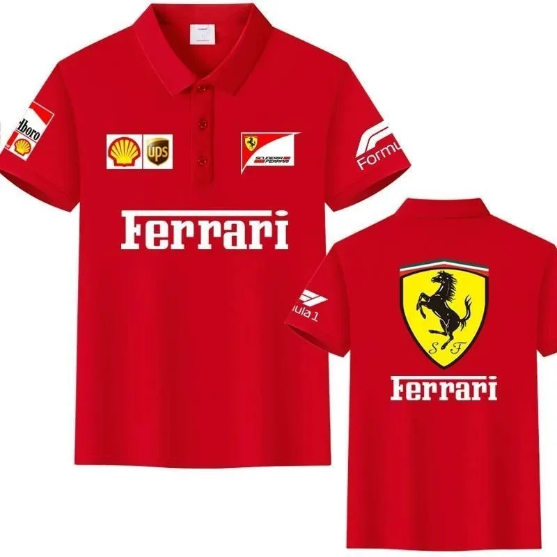 فيراري SF1000 F1 صيغة بدلة سباق مخصص الصيف الرجال الحرير الجليد القطن قميص بولو كم لفيراري 488 812 296 430 F8 روما