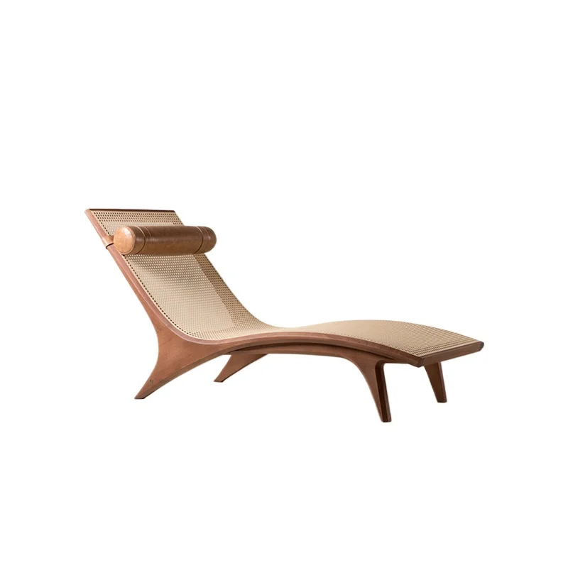 Modern Lightweight Solid Teak Rattan Cone Legs Outdoor Leisure Chair Foot Stool Durable Eco-friendly Waterproof
