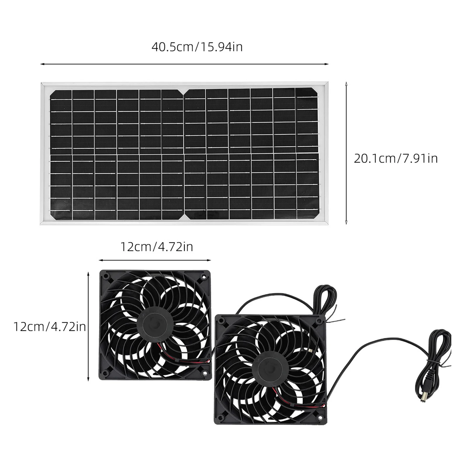 Solar Exhaust Fan Kit 2 High Speed Brushless  Fan Easy To Install Solar Vent Fan High Strength for Greenhouse Chicken Coop