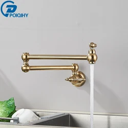Chrome Black Wall Mounted Faucet Single Cold Water Tap 360 Rotating Spout Washing Faucet Folding Neck Bathroom Kitchen Tap
