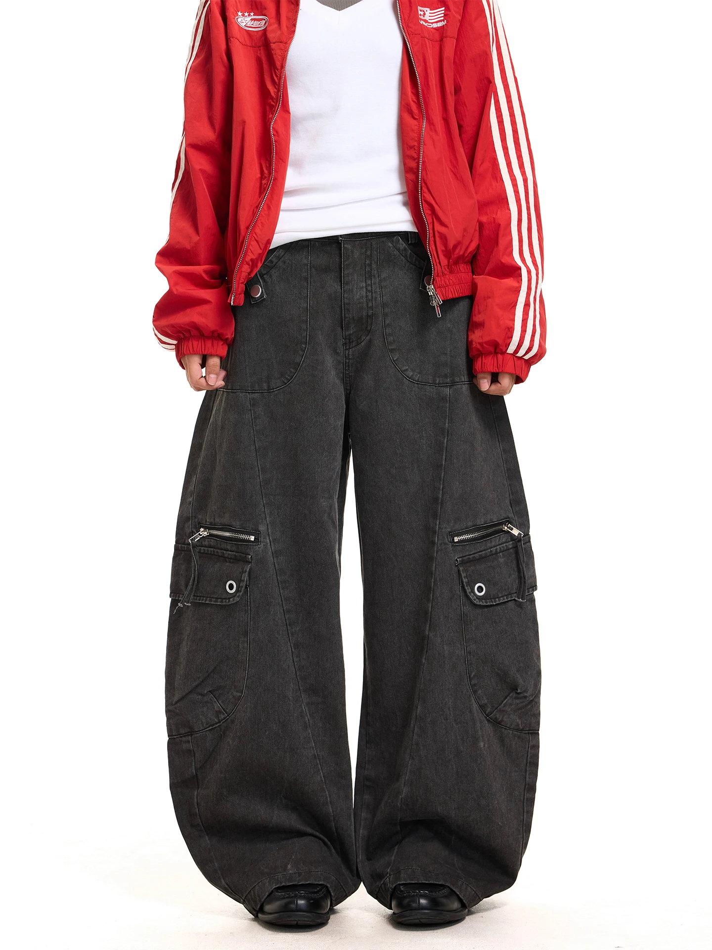 

Брюки женские Chen Zhanlao в стиле ретро, деструктивный дизайн, многокарманные, прямые, широкие, длинные, в стиле High Street