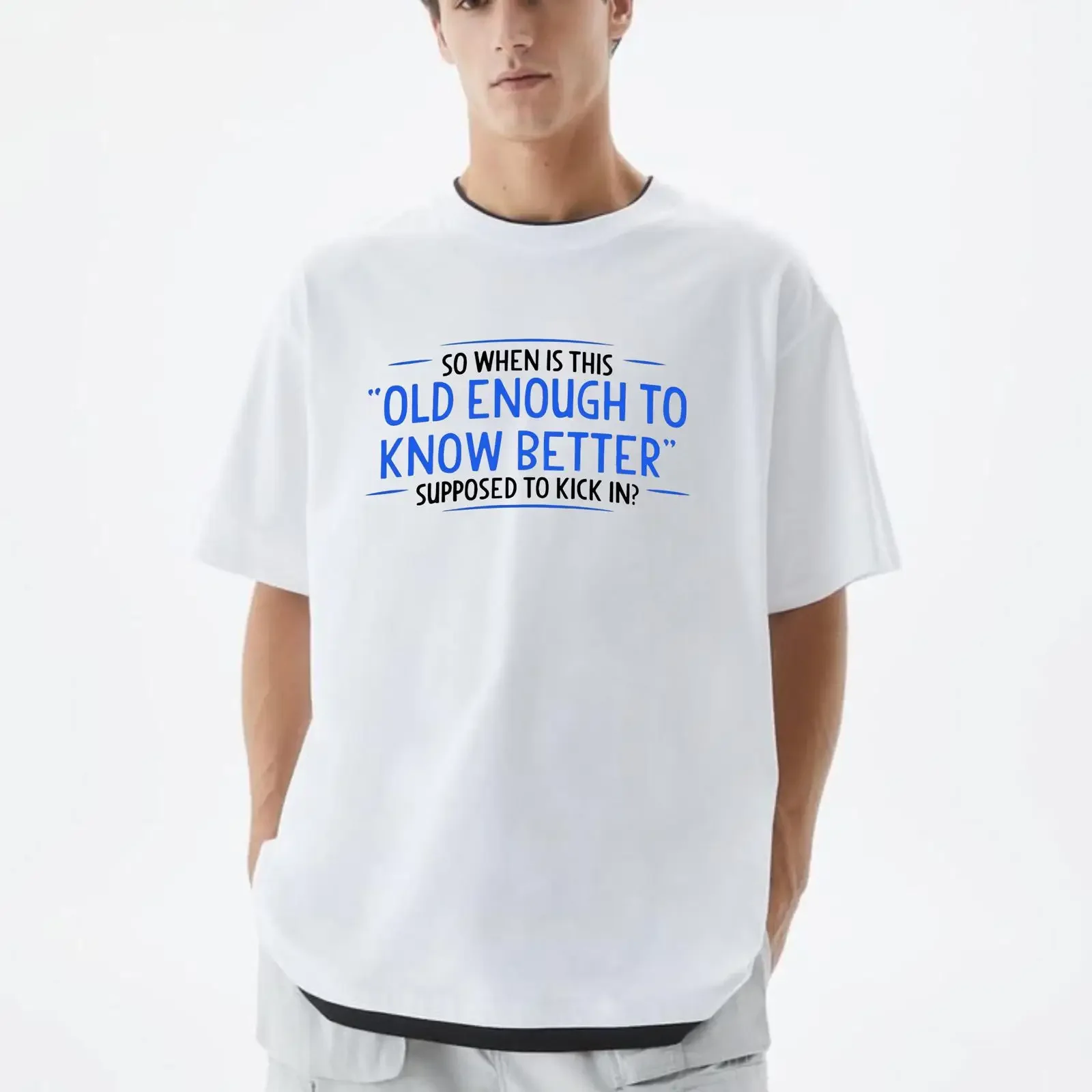T-shirt sarcaste et amusant, humoristique et décontracté, pour anniversaire, 100% coton, nouveauté, style vintage, délavé, confortable, graphique, unisexe