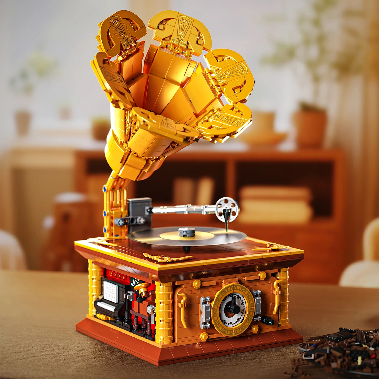 

1011 шт., набор строительных блоков в стиле ретро-грамофон, модель сборки, головоломка, кирпичи, игрушка для детей, украшение рабочего стола, уникальный подарок