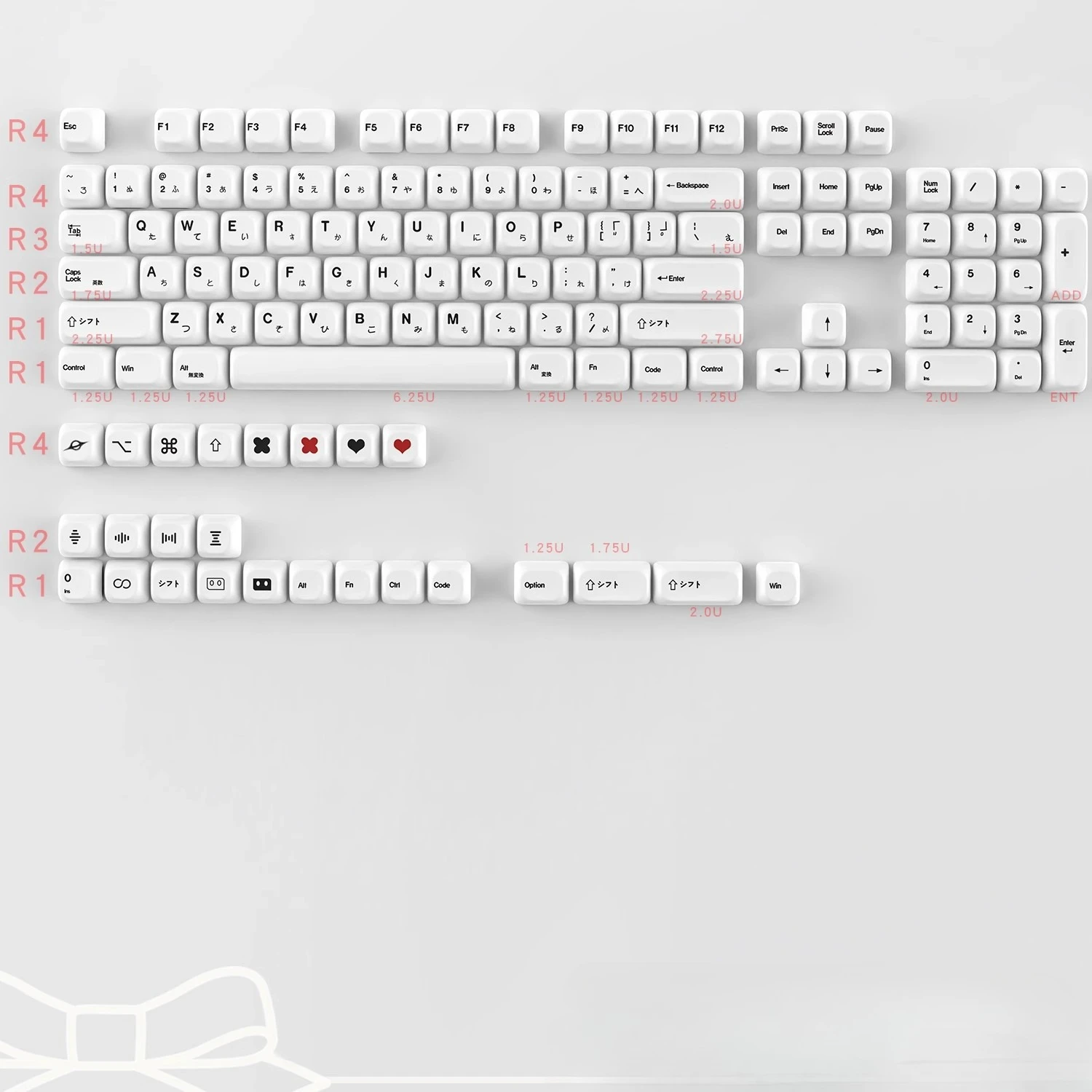 

White Simple Theme Keycaps Note/Japanese/Korean/Russian PBT Sub Keycaps MOA Profile Custom Key Caps for Mechanical Keyboard Gift