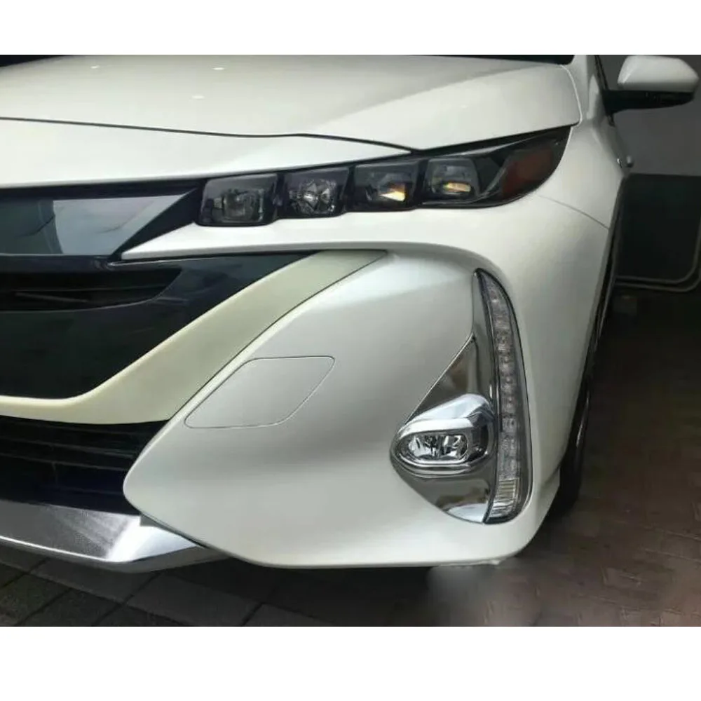 جسم السيارة الأمامي الضباب الخفيف إطار المصباح عصا التصميم ABS كروم غطاء تقليم الحاجب لتويوتا بريوس PHV Prime 2017 2018 2019 2020 #4