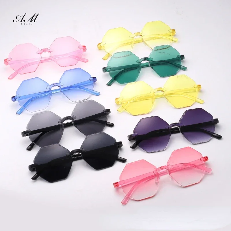 Cross Lens Children's Fashion New Color Frameless Polygon Baby Sunglasses Polygon Sunglasses for Babies