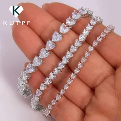 3/5/6.5mm Heart Cut Moissanite Tennis Bracelet with Certificates 925 Sterling Silver Sparkling Diamond Bracelets for Women
