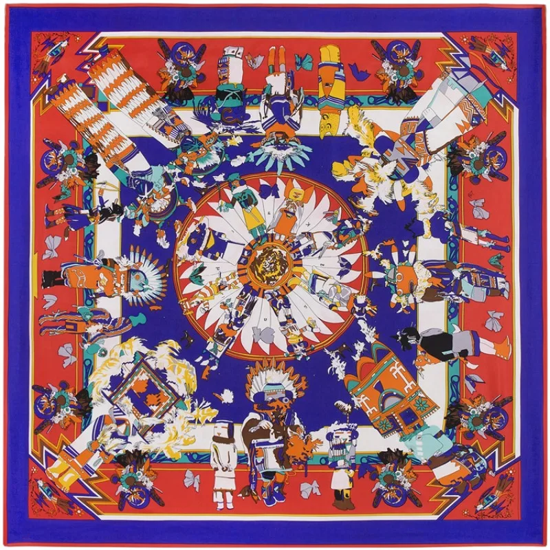 

Elegant Four Seasons Scarf 130cm Hopi Mythical Doll Print Warm Sun Protection Travel Gift Ladies Fashion Decoration Shawl