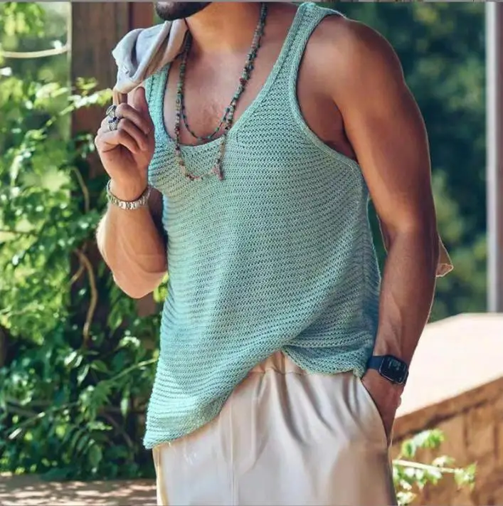 

Vest Men's 2025 New Early Autumn Casual and Comfortable Men's Solid Color Sleeveless Large Size Top Europe and America