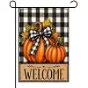 Fall Pumpkin Welcome Garden Flag 12x18 Inch Double Sided, Fall Yard Burlap Flag Outdoor Outside Decorations, Features Buffal jjp