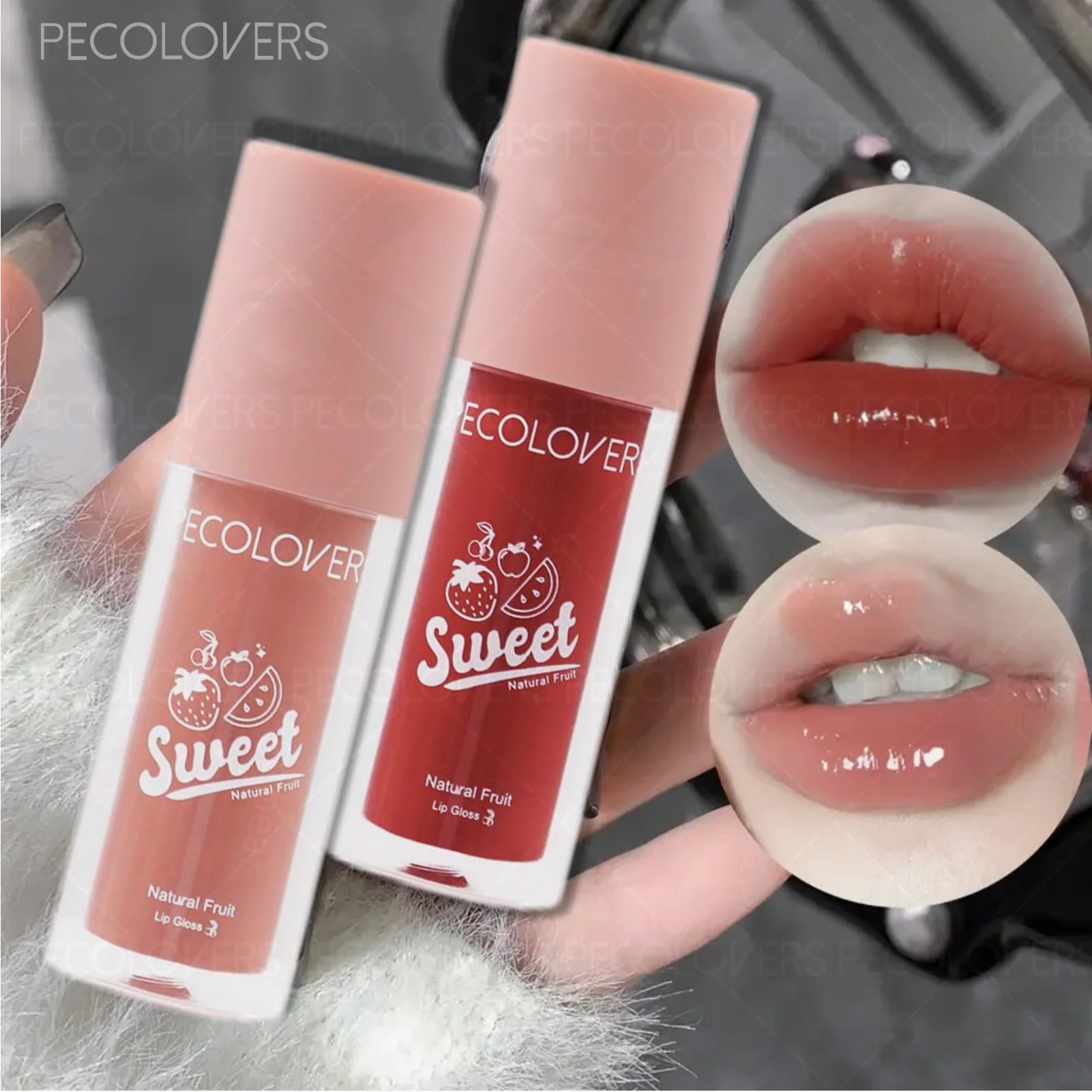 1 Stück farbige feuchtigkeitsspendende Lippenglasur mit Fruchtgeschmack, langanhaltender feuchtigkeitsspendender Lipgloss, Wasserglanz-Finish für alle hellbeige Arten