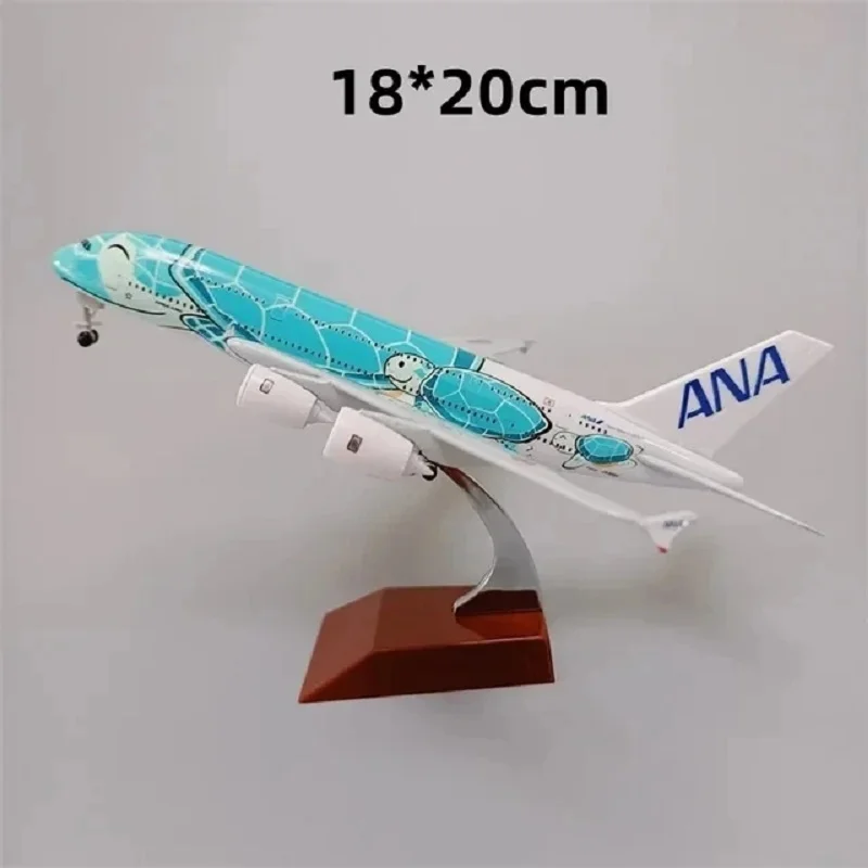 1:400 scala 20CM A380 ANA Cartoon Turtle airphones Aircraft con carrelli di atterraggio aerei pressofusi in lega modello giocattolo per collezioni