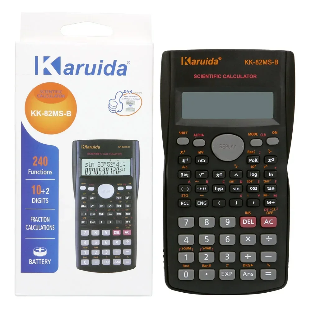 Calculadora dedicada para ensino de matemática, portátil, calculadora científica, estudante, display de 2 linhas, portátil, multifuncional