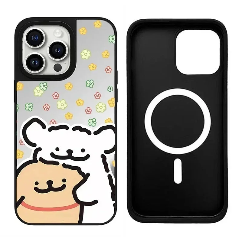 

Dog Friend Cartoon iPhone 11 12 13 14 15 Pro Max Mirror Surface MagSafe Case Cover Shell